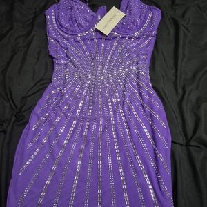 Elegant Purple Beaded Dress
